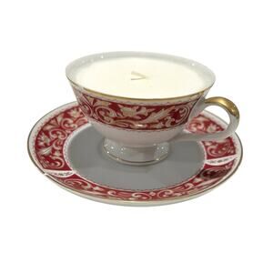 Vintage Bristol Fine China Cup and Saucer with Unscented Home Made Soy Candle